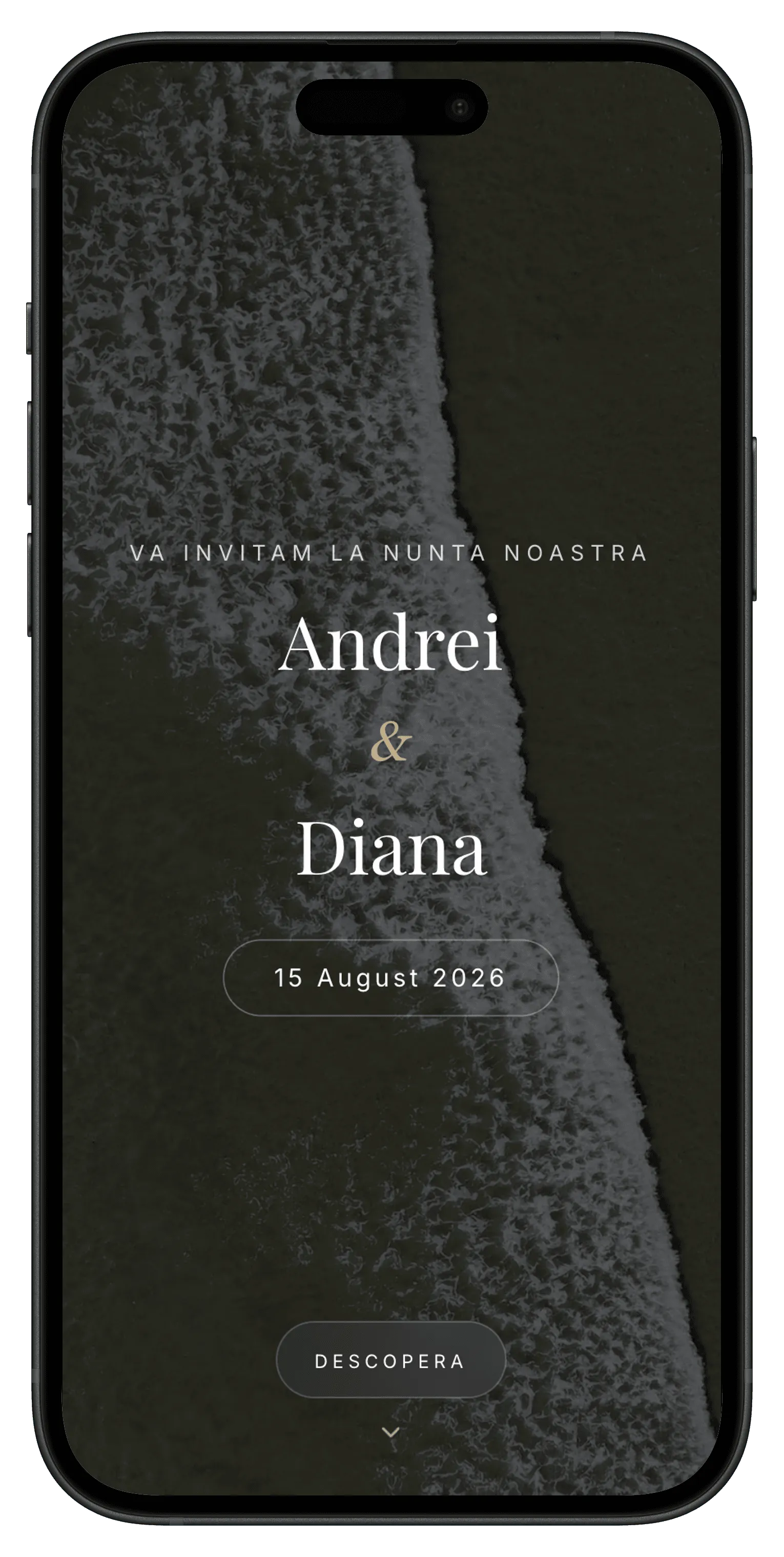 Invitație digitală optimizată pentru mobil